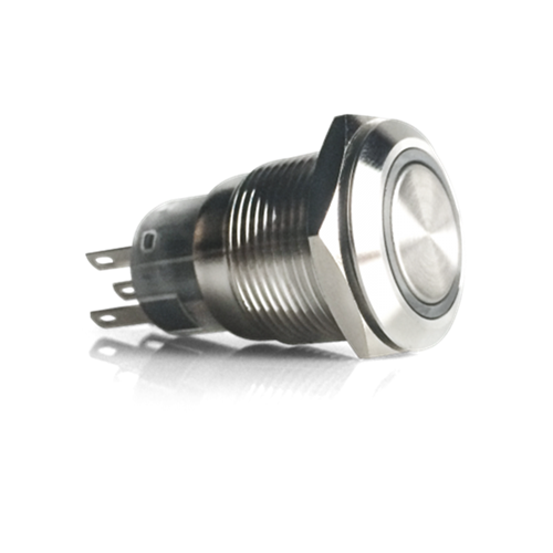Ring Illuminated LED Switch 19mm Amber